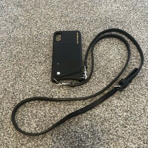 iPhone X Bandolier case with strap with silver tones